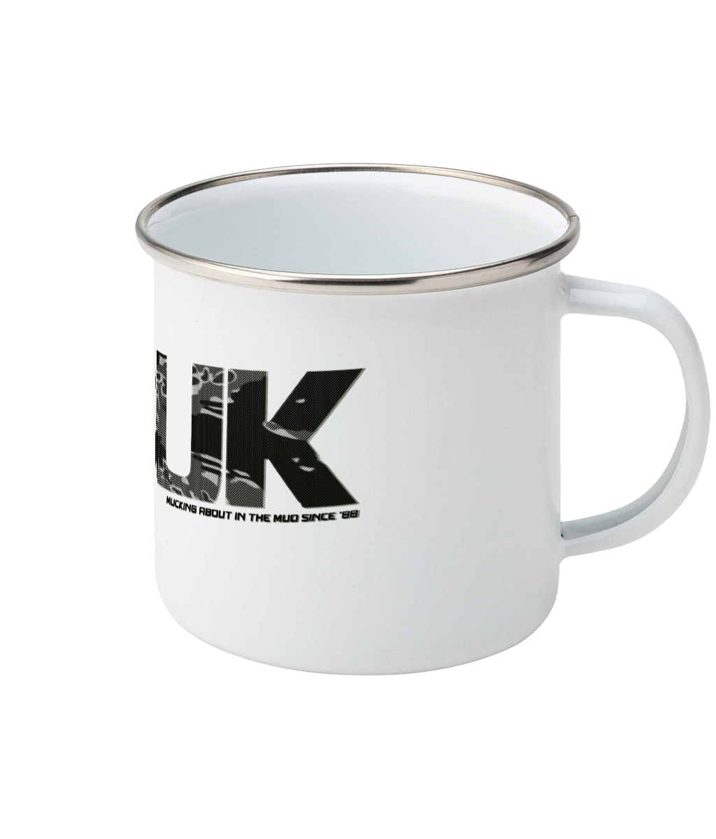 MBUK enamel mug with black camo logo